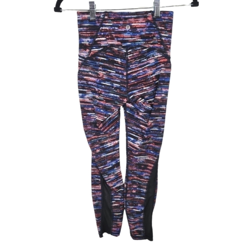 Lululemon Leggings Womens 4 Multicolor Striped Mesh
